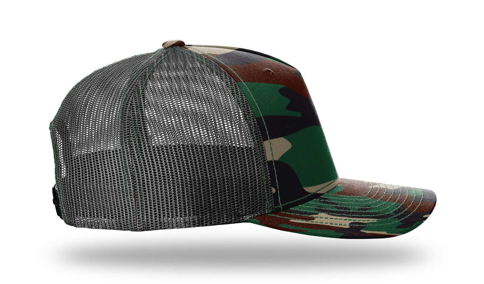 Richardson Printed 5 Panel Trucker - Military Green Camo/Black RIGHT