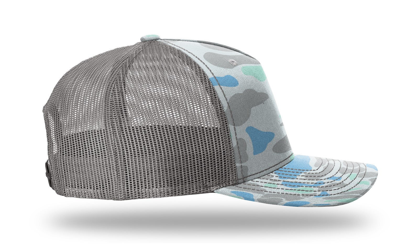 Richardson Printed 5 Panel Trucker - Saltwater Duck Camo/Charcoal RIGHT