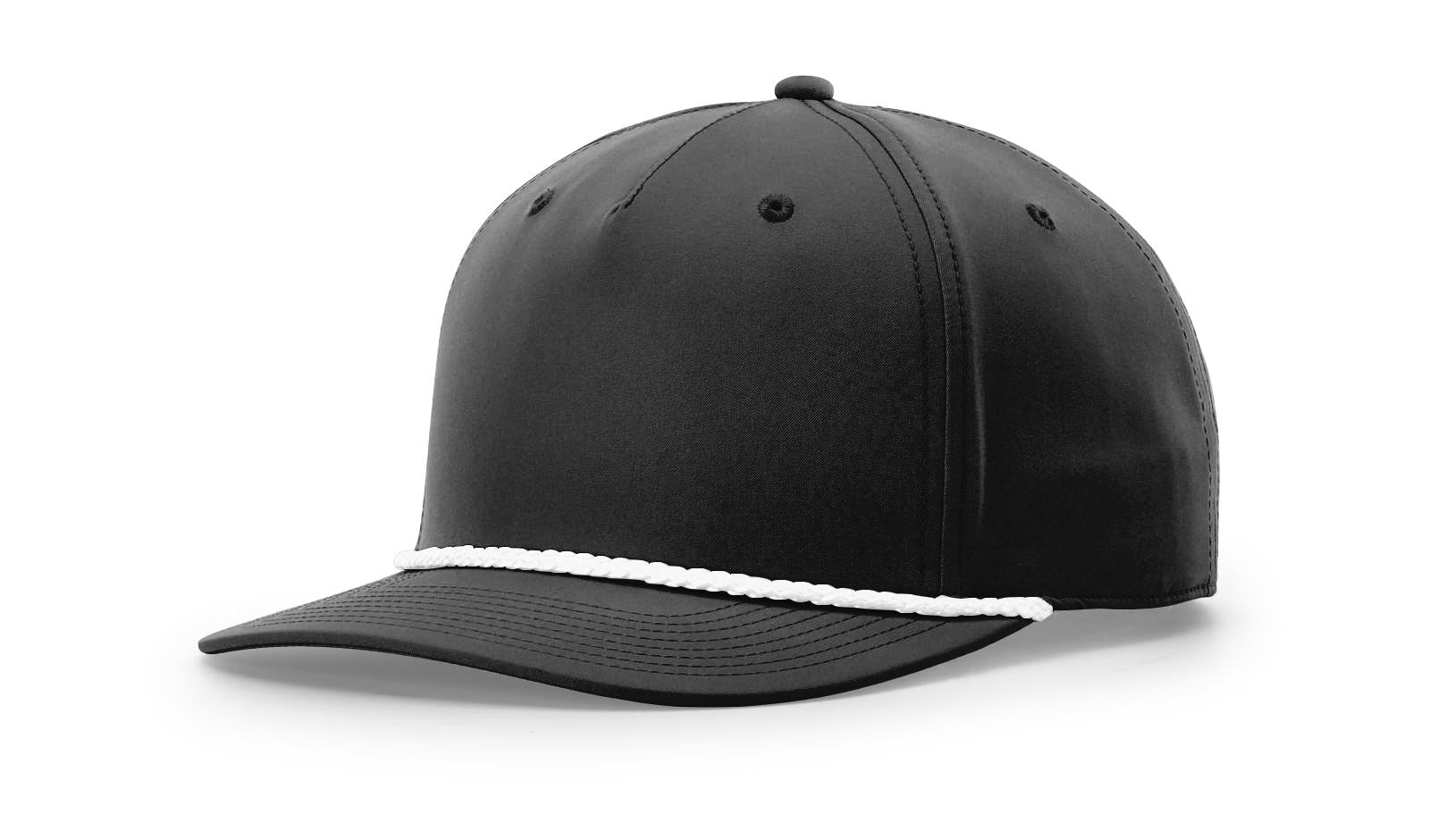 Richardson 5 Panel Classic Rope Cap - Black/White FINAL