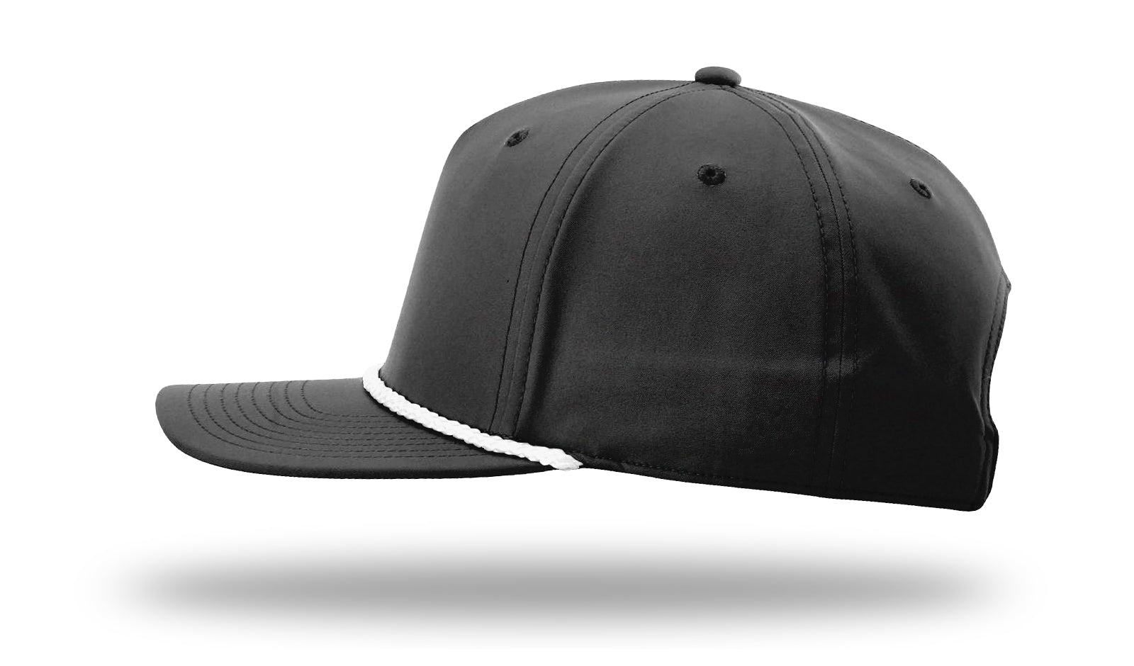 Richardson 5 Panel Classic Rope Cap - Black/White LEFT