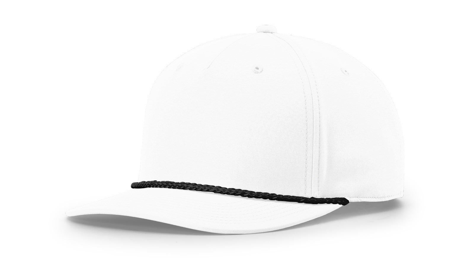 Richardson 5 Panel Classic Rope Cap - White/Black FINAL