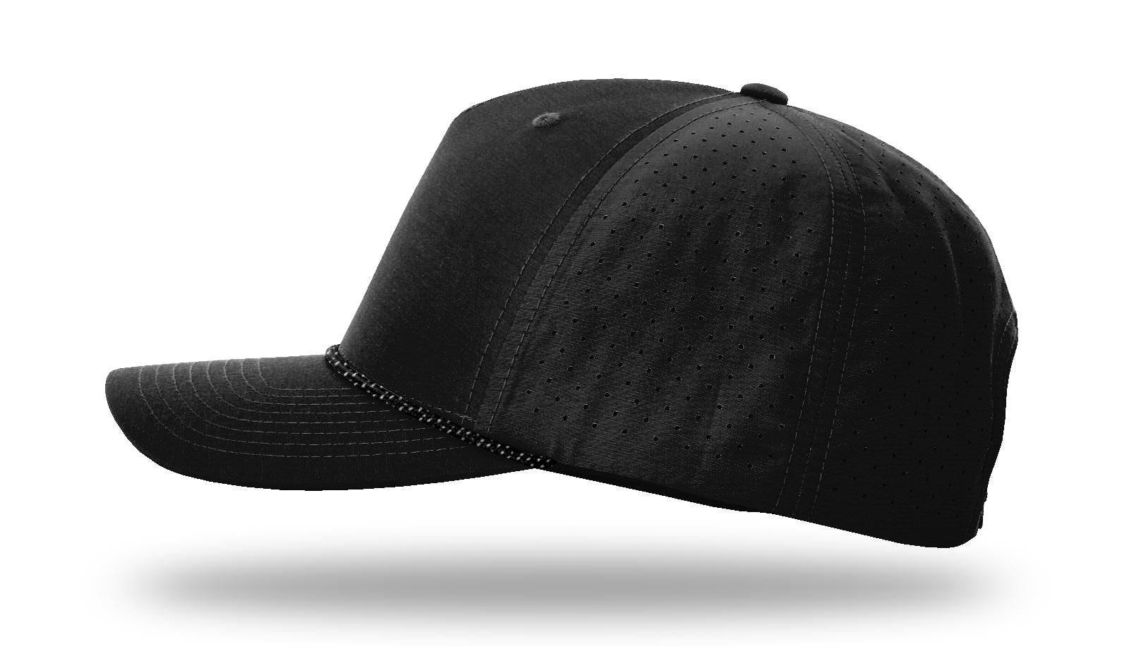 Richardson Laser Perforated Performance Rope Cap - Black/black-grey LEFT