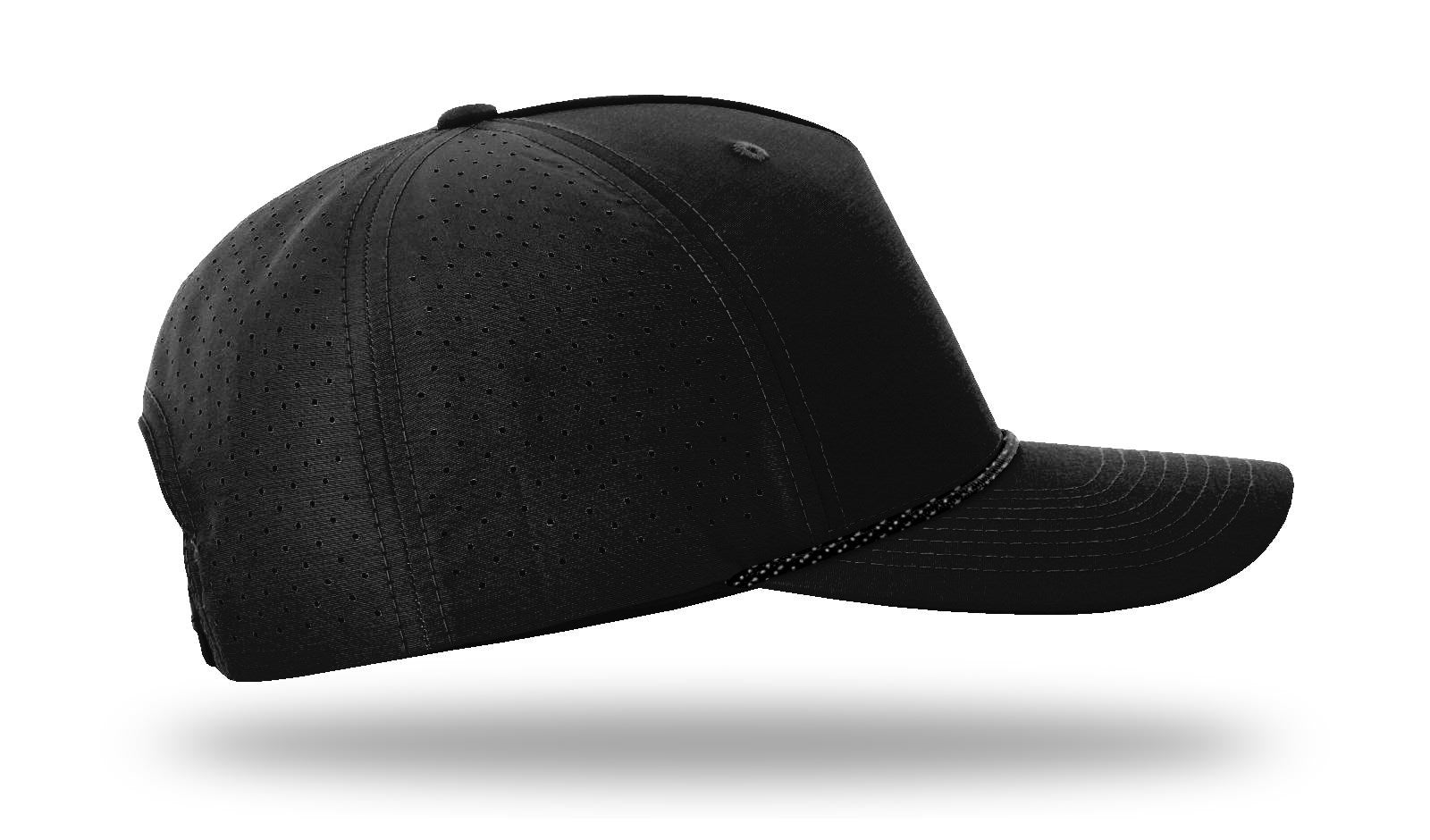Richardson Laser Perforated Performance Rope Cap - Black/black-grey RIGHT