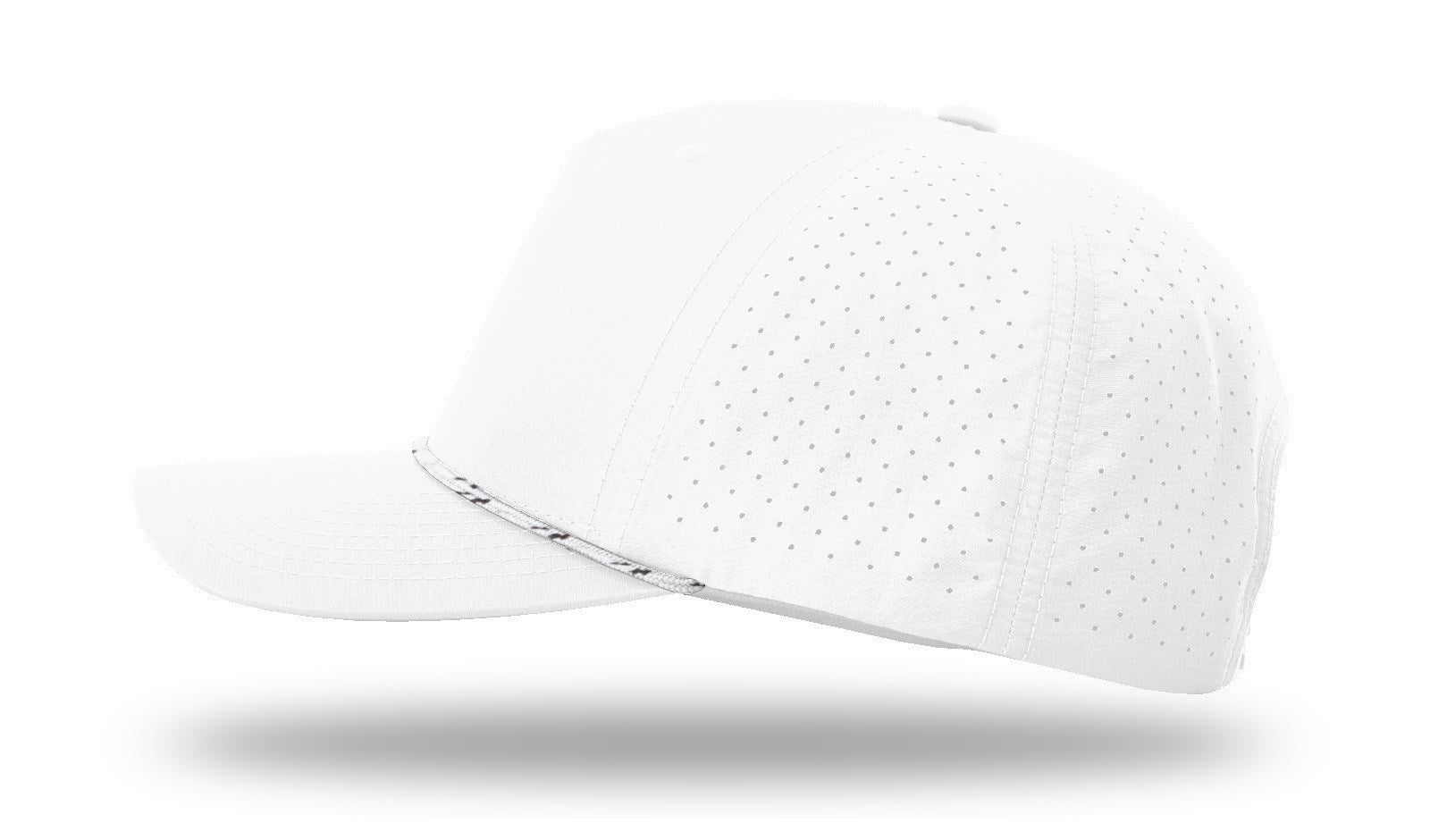 Richardson Laser Perforated Performance Rope Cap - White/White-Black LEFT