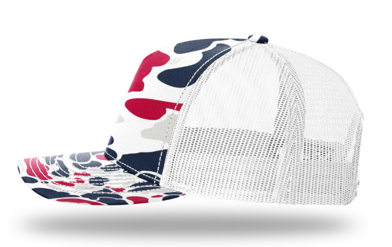 Richardson Printed 5 Panel Trucker - Americana Duck Camo/White LEFT