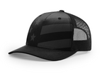 Richardson Printed 5 Panel Trucker - Tonal Stars and Stripes - Black FINAL