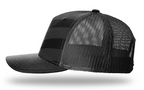 Richardson Printed 5 Panel Trucker - Tonal Stars and Stripes - Black LEFT