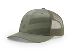 Richardson Printed 5 Panel Trucker - Tonal Stars and Stripes - Loden FINAL