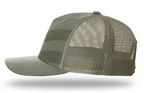 Richardson Printed 5 Panel Trucker - Tonal Stars and Stripes - Loden LEFT
